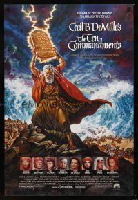 3y809 TEN COMMANDMENTS 1sh R89 directed by Cecil B. DeMille, great art of Charlton Heston!