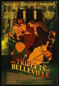 3y837 TRIPLETS OF BELLEVILLE DS 1sh '03 Les Triplettes de Bellville, great cartoon art!
