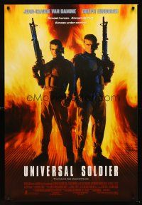 3y857 UNIVERSAL SOLDIER int'l DS 1sh '92 full-length Jean-Claude Van Damme & Dolph Lundgren!