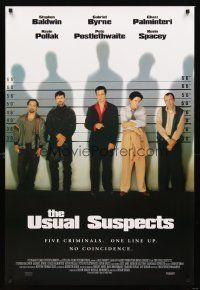 3y862 USUAL SUSPECTS English 1sh '95 Kevin Spacey with watch, Baldwin, Byrne, Palminteri, Singer!