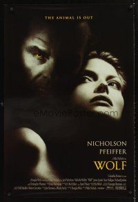 3y887 WOLF int'l 1sh '94 Jack Nicholson, sexy Michelle Pfeiffer, directed by Mike Nichols!
