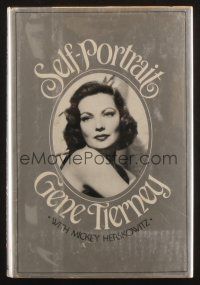 3z169 GENE TIERNEY signed hardcover book '79 on her biography Self-Portrait with Mickey Herskowitz!