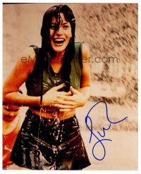 3z545 LIV TYLER signed color 8x10 REPRO still '00s great close up soaking wet & laughing in rain!