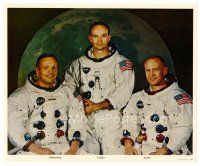 3z456 MICHAEL COLLINS signed color 8x10 publicity still '70s portrait with Armstrong & Aldrin!