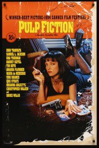 3z335 PULP FICTION signed commercial poster '94 by Tarantino, John Travolta, Tim Roth & Ving Rhames