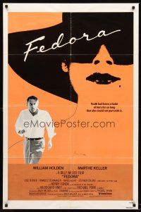 3z153 FEDORA signed 1sh '78 by director Billy Wilder, great image with William Holden!