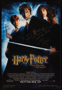 3z276 HARRY POTTER & THE CHAMBER OF SECRETS signed DS advance 1sh '02 by director Chris Columbus!