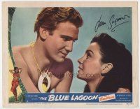 3z029 BLUE LAGOON signed LC #5 '49 by Jean Simmons, who's in extreme close up with Donald Houston!
