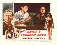 3z047 DRIVE A CROOKED ROAD signed LC '54 by Mickey Rooney, who's forced to drive car at gunpoint!