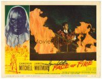 3z049 FACE OF FIRE signed LC #7 '59 by James Whitmore, who's escaping a fire holding child!