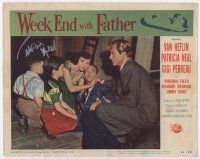 3z121 WEEK END WITH FATHER signed LC #7 '51 by Patricia Neal, who's with Richard Denning & kids!