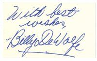 3z212 BILLY DE WOLF signed 3x5 index card '70s can be framed & displayed with a repro still!