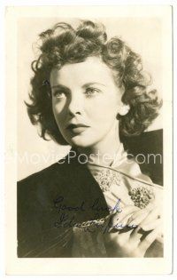 3z190 IDA LUPINO signed 3.5x5.5 postcard '49 head & shoulders portrait of the pretty actress!