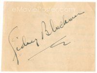 3z248 SIDNEY BLACKMER signed 2.5x3.25 paper '30s can be framed and displayed with a repro still!