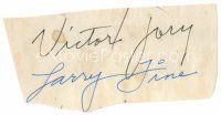 3z249 VICTOR JORY/LARRY FINE signed 2x4 paper '40s can be framed & displayed with a repro still!