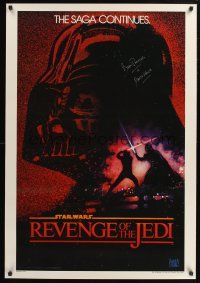 3z340 RETURN OF THE JEDI signed REPRO teaser 1sh '83 by David Prowse, who was Darth Vader!