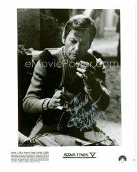 3z358 DEFOREST KELLEY signed 8x10 still '89 close up as Dr. Leonard 'Bones' McCoy in Star Trek V!