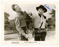 3z364 EDDIE DEAN signed 8x10 still '48 great close up punching bad guy from The Tioga Kid!
