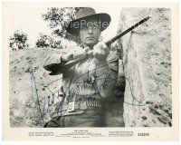 3z372 GEORGE MONTGOMERY signed 8x10 still '54 great close up with rifle from The Lone Gun!