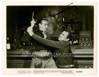 3z389 LAWRENCE TIERNEY signed 8x10.25 still '51 as a cowboy with John Ireland from The Bushwhackers!