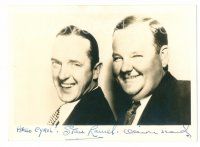 3z004 STAN LAUREL/OLIVER HARDY signed deluxe 5x7 still '30s wonderful portrait of the comedy team!