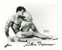 3z577 STEVE REEVES signed 8x10 REPRO still '80s completely naked showing off his incredible physique