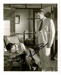 3z421 VINCENT PRICE signed deluxe 8x10 still '48 standing over drugged Robert Taylor in The Bribe!