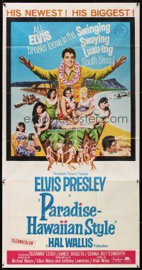 4a445 PARADISE - HAWAIIAN STYLE 3sh '66 Elvis Presley on the beach with sexy tropical babes!