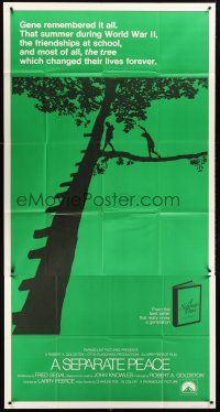 4a464 SEPARATE PEACE int'l 3sh '72 John Knowles classic, cool silhouette image of children in tree!