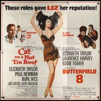 4a526 CAT ON A HOT TIN ROOF/BUTTERFIELD 8 6sh '66 art of super sexy Elizabeth Taylor in nightie!