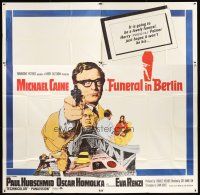 4a550 FUNERAL IN BERLIN 6sh '67 cool art of Michael Caine pointing gun, directed by Guy Hamilton!