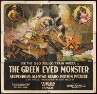 4a559 GREEN EYED MONSTER 6sh '19 stupendous all-star Negro motion picture, stone litho train art!
