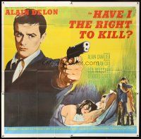 4a562 HAVE I THE RIGHT TO KILL 6sh '64 art of Alain Delon with gun & sexy Lea Massari!