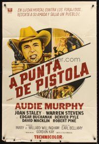 4a676 GUNPOINT Argentinean 29x43 '66 Audie Murphy in the story of a town with a gun in its back!