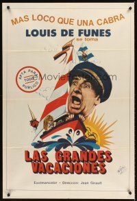 4a747 EXCHANGE STUDENT Argentinean '67 Les grandes vacances, wacky art of Louis De Funes in boat!