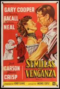 4a756 BRIGHT LEAF Argentinean '50 great romantic close up of Gary Cooper & sexy Lauren Bacall!