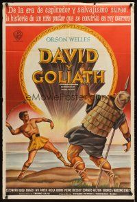 4a782 DAVID & GOLIATH Argentinean '61 Orson Welles as King Saul, cool battle artwork!