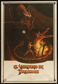 4a795 DRAGONSLAYER Argentinean '81 cool fantasy art of Peter MacNicol w/spear, dragon!