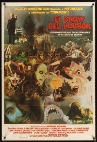 4a835 HORROR SHOW Argentinean '80 great art of Lugosi, Hitchcock, Karloff, Chris Lee & more!