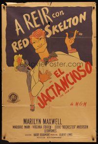 4a873 SHOW-OFF Argentinean '46 art of Red Skelton with cigar & Marilyn Maxwell by Al Hirschfeld!