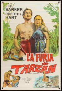 4a880 TARZAN'S SAVAGE FURY Argentinean '52 art of Lex Barker & Dorothy Hart, Edgar Rice Burroughs