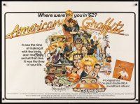 4a006 AMERICAN GRAFFITI British quad '73 George Lucas teen classic, it was the time of your life!