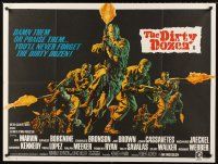 4a025 DIRTY DOZEN British quad R70s Charles Bronson, Jim Brown, Lee Marvin, cool battle scene art!