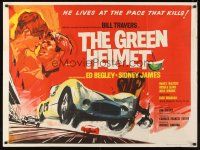 4a034 GREEN HELMET British quad '61 Bill Travers, great Le Mans sports car racing artwork!