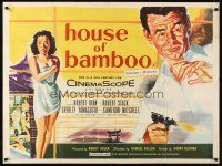 4a037 HOUSE OF BAMBOO British quad '55 Sam Fuller, artwork of Robert Ryan, sexy Shirley Yamaguchi!