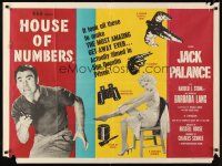 4a038 HOUSE OF NUMBERS British quad '57 Jack Palance, sexy Barbara Lang, most amazing get-away!