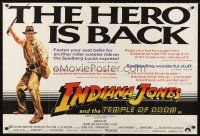 4a039 INDIANA JONES & THE TEMPLE OF DOOM British quad '84 full-length art of Harrison Ford!