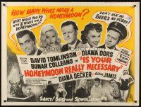4a041 IS YOUR HONEYMOON REALLY NECESSARY British quad '58 image of sexy Diana Dors & cast!