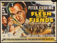 4a051 MANIA British quad '60 horror art of Peter Cushing, The Flesh And The Fiends!