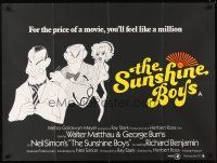 4a096 SUNSHINE BOYS British quad '75 Hirschfeld art of George Burns, Walter Matthau & Lee Meredith!